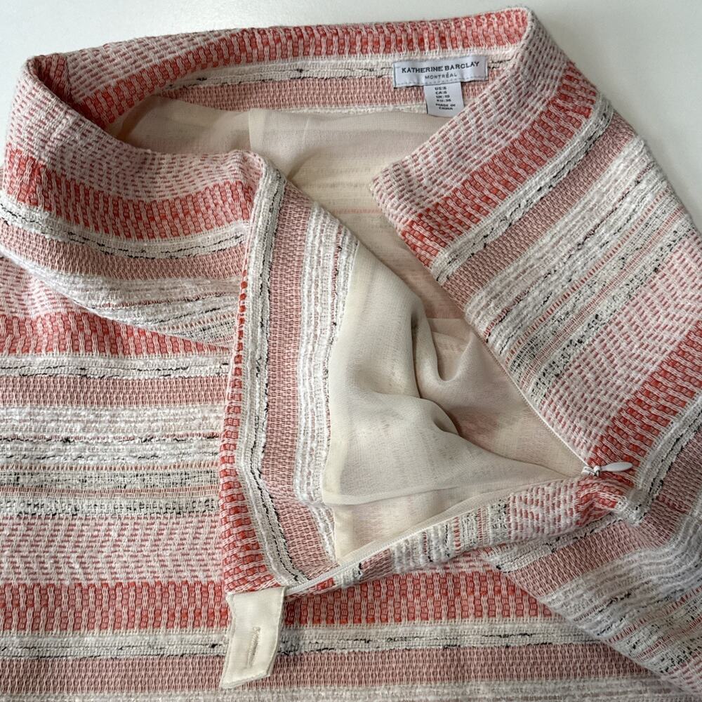 Katherine Barclay Pencil Skirt Academia Coral Cream‎ Striped Women's Size 6 - Picture 5 of 10